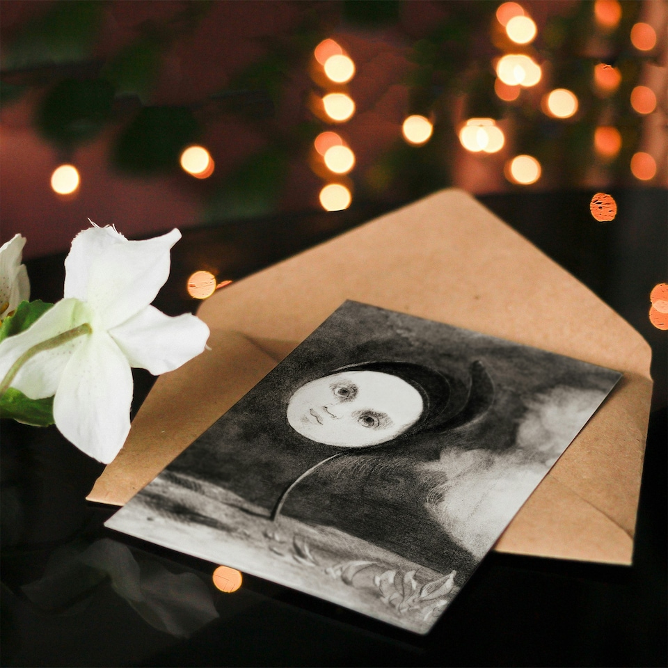 image 1 of Odilon Redon Art Card Strange Flower with a Face