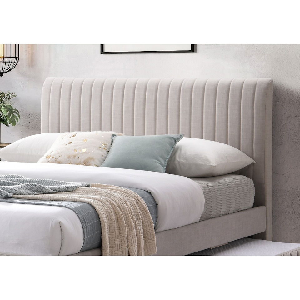 image 1 of Fabric Double Bedframe  in Cream