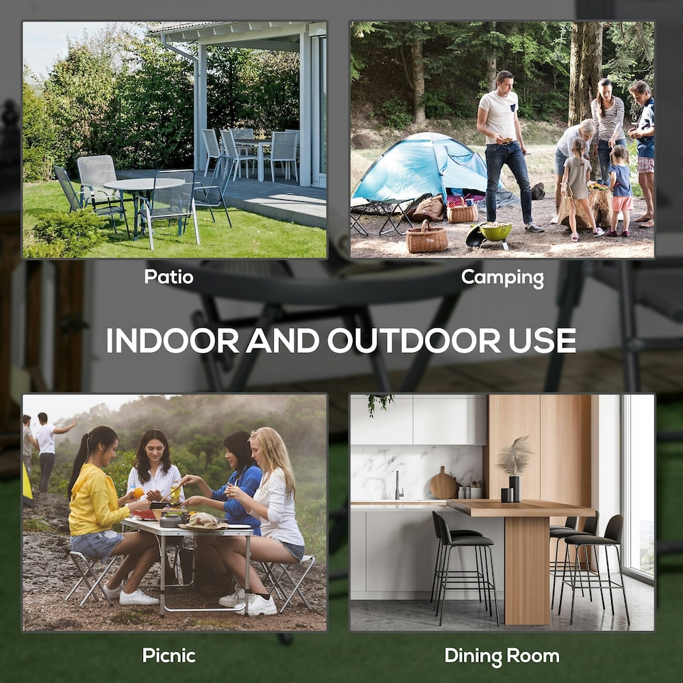 image 1 of Outsunny Round Folding Side Table w/ Imitation Marble Glass Top, Black