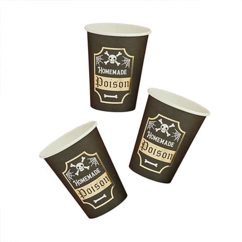 image 1 of Halloween Homemade Poison Gold Foil Paper Cups 250ml - Pack of 8