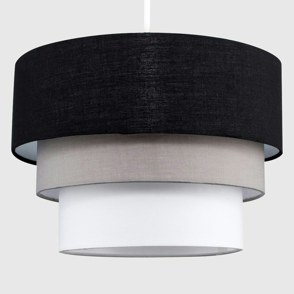 image 1 of ValueLights Aztec 3 Tier Black Fabric Ceiling Light Shade