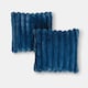 image 3 of OHS 2 Pack Jumbo Soft Faux Fur Ribbed Decorative Square Cushion Covers | Blue | Navy
