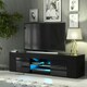 image 2 of TV Unit 130cm Black Gloss Doors Black Matt Body Modern Media Stand Black