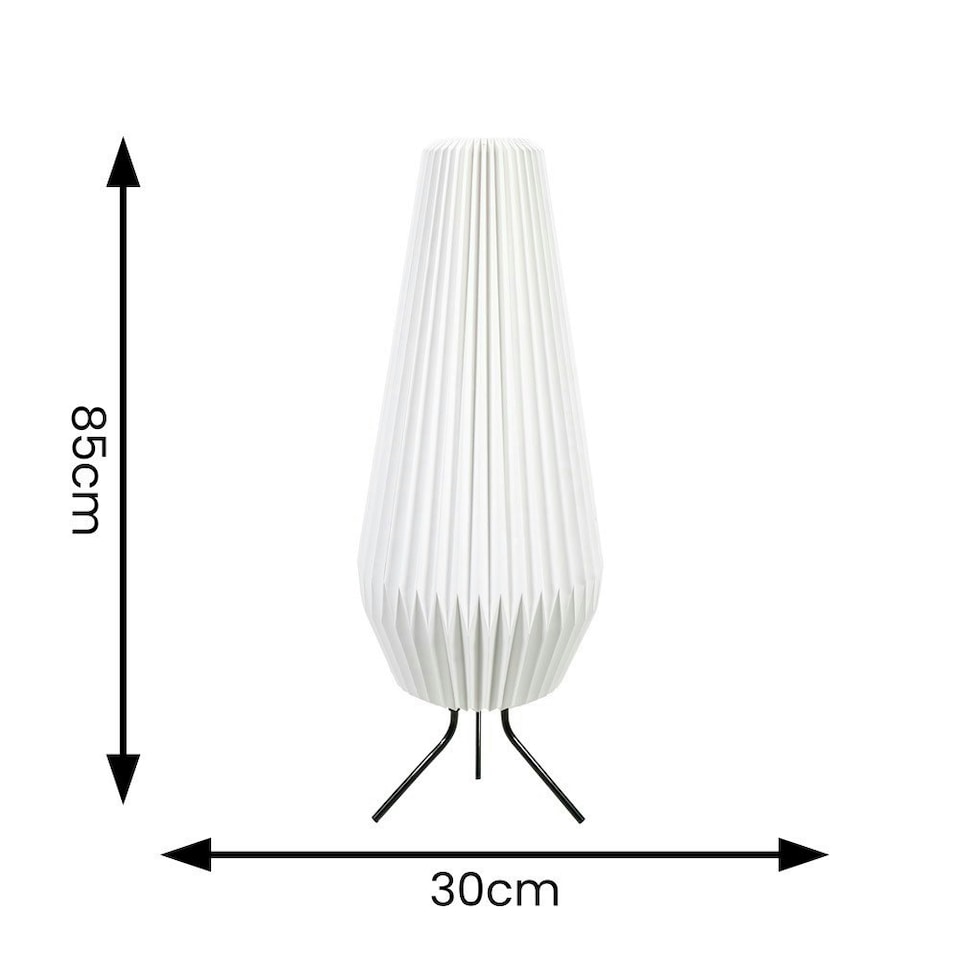 image 1 of ValueLights Astrid Geometric Origami Teardrop Paper Pleated Floor Lamp White