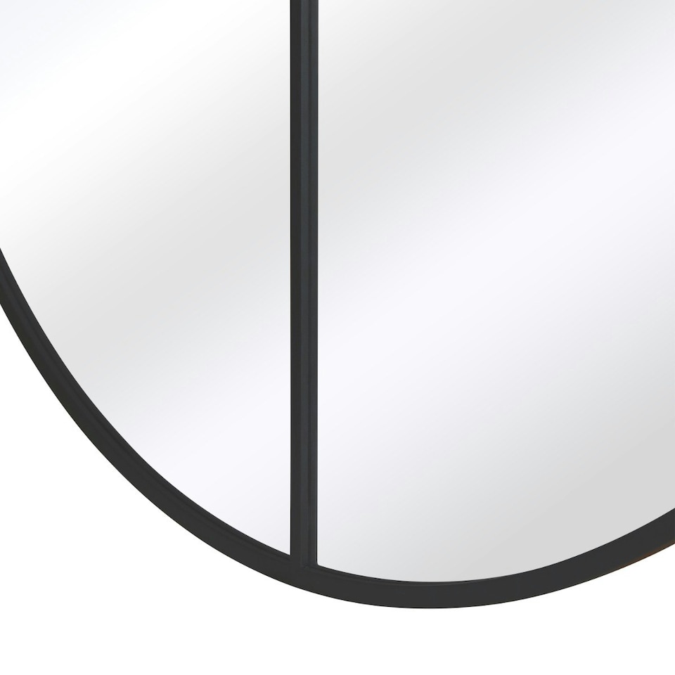 image 1 of The Fenestra - New Black XL Circular Window Metal Wall and Leaner Mirror 71" X 71" (180 x 180CM) Black