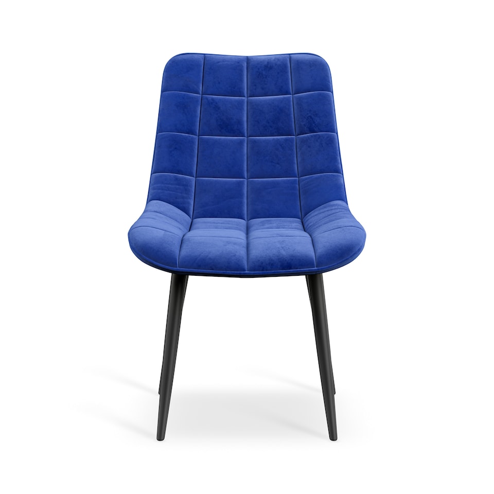 image 1 of Set of 6 Nova Modern Velvet Dining Chair Padded Seat Metal Legs (Blue) | Blue | Blue | One Size