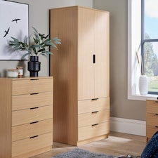 Phoenix Wardrobe 2 Door 3 Drawers Bedroom Home Furniture Clothing Storage Shelf | Brown