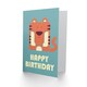 image 2 of Cute Tiger Boy Girl Cartoon Child Kids Birthday Greeting Card