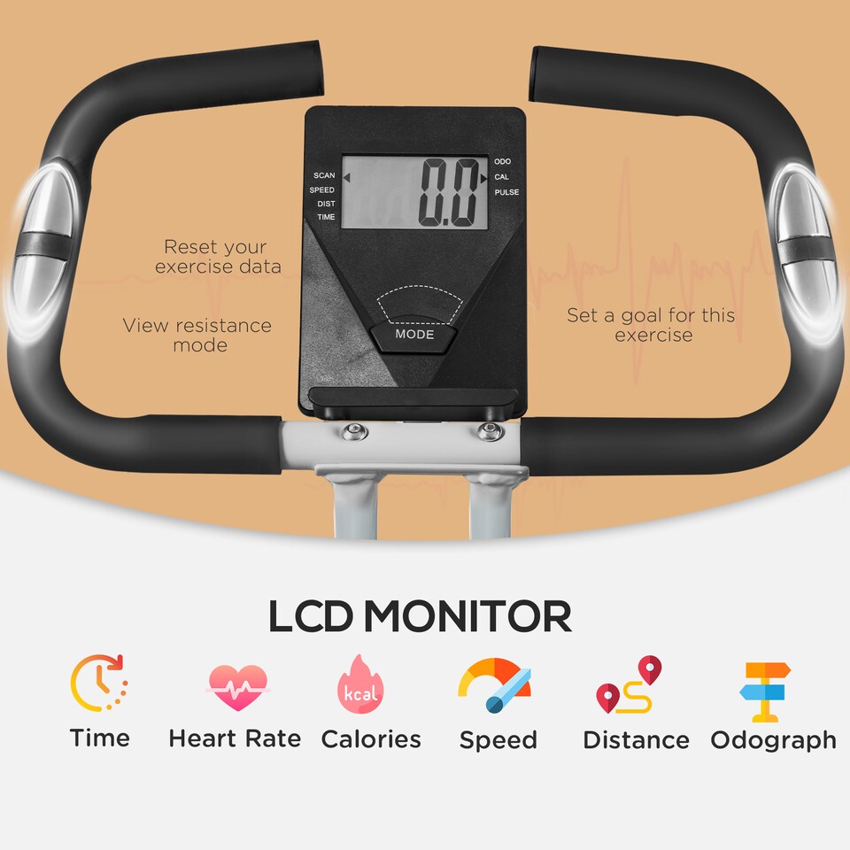 image 1 of SPORTNOW Folding Exercise Bike, Quiet Stationary Bike with 8-Level Magnetic Resistance, Heart-Rate Sensor, Adjustable Seat and Wheels for Home Gym Workout, Black and White | White