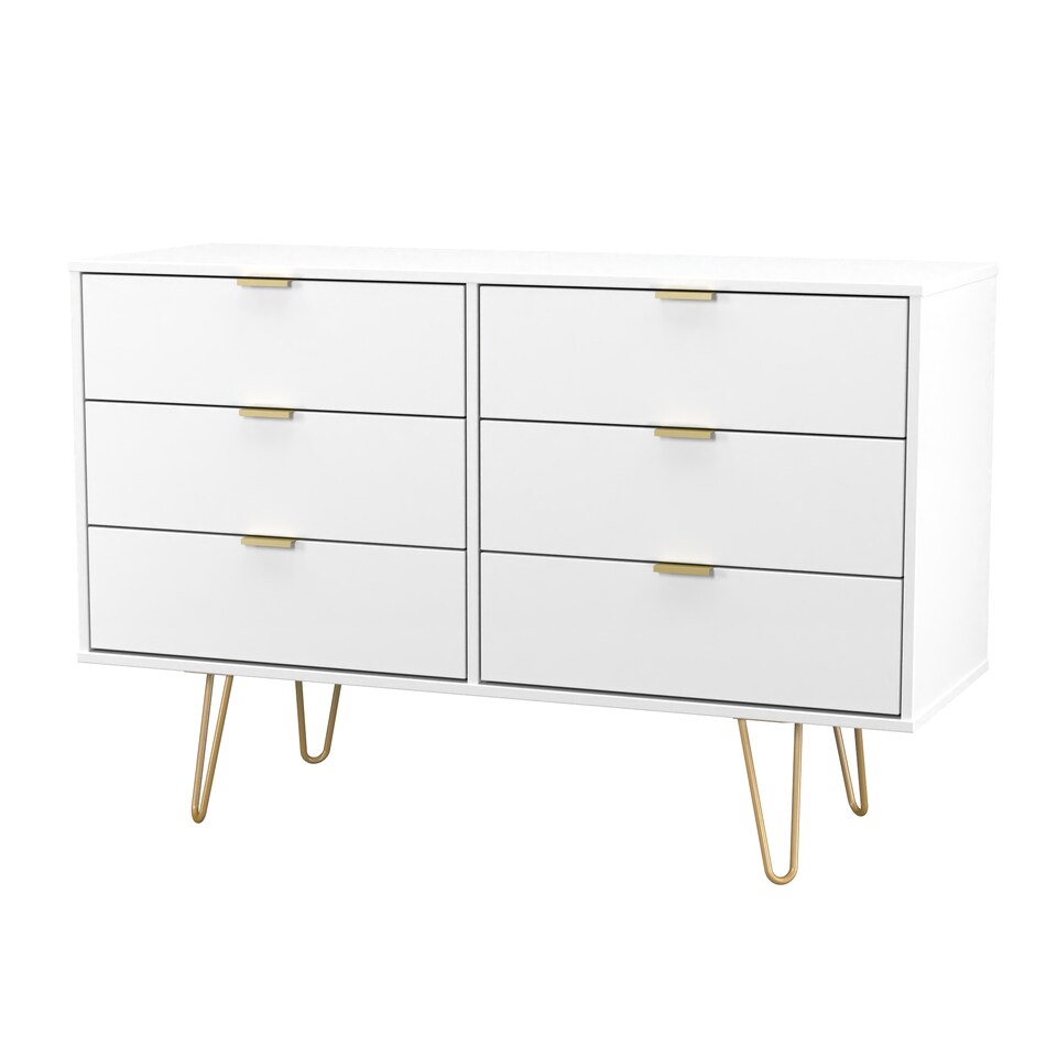 image 1 of Honshu 6 Drawer Wide Chest of Drawers in White Matt (Ready Assembled) | White | White Matt