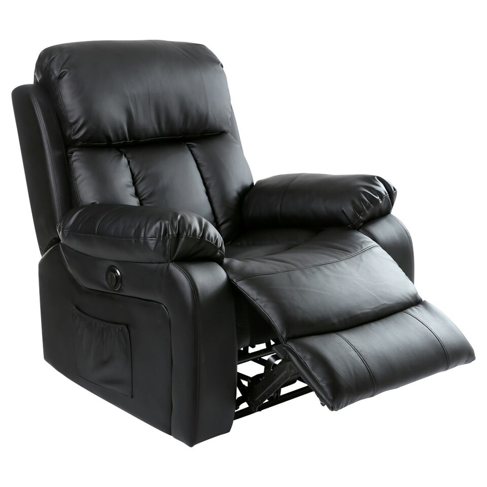 image 1 of Chester Electric Bonded Leather Automatic Recliner Heat & Massage Chair (Black)