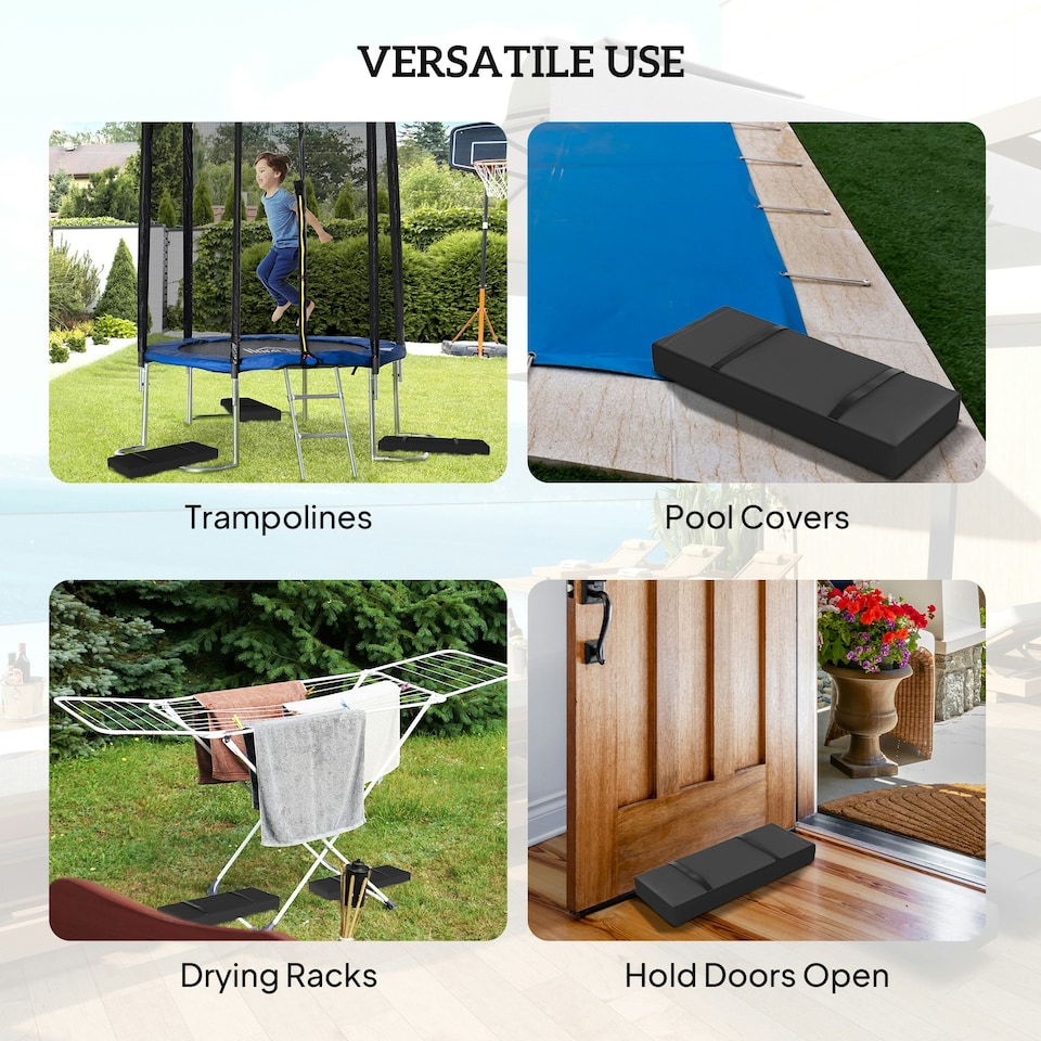 image 1 of Outsunny Parasol Weights Set of 2, Parasol Base Weights Bags, Black