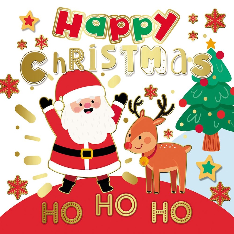 image 1 of Pack of 10 Santa & Reindeer Christmas Boxed Cards