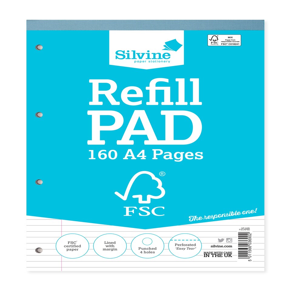 image 1 of A4 FSC Certified Silvine Refill Pad 160 Pages