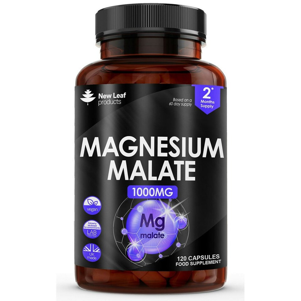 image 1 of Magnesium Malate Capsules - Bones & Joints, Sleep & Relaxation Support - Vegan 120 Capsules