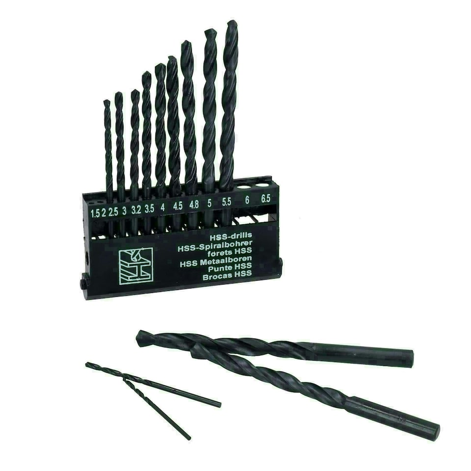image 1 of HSS Twist Drill Bit Set 13pc metric 1.5mm - 6.5mm Metal Wood Precision