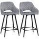 image 1 of HOMCOM Bar Stools Set of 2, Velvet-Touch Fabric Counter Height Bar Chairs, Kitchen Stools with Steel Legs for Dining Area, Kitchen Island Barstools, Grey