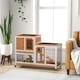 image 2 of PawHut Wooden Indoor Rabbit Hutch Elevated Bunny Cage w/ Enclosed Run Wheel