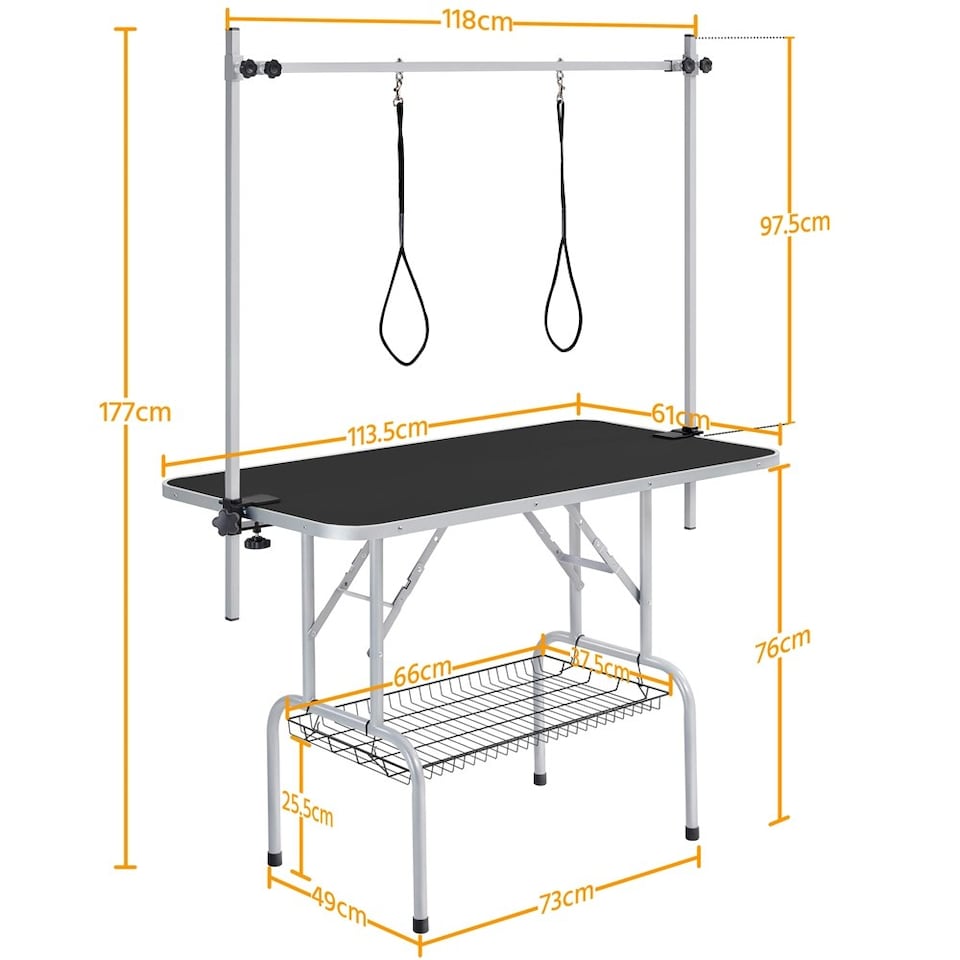 image 1 of Yaheetech 113.5 cm Wide Pet Grooming Table with Adjustable Height Black