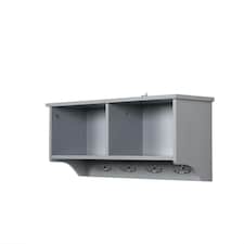 Coat Hook Wall Mounted Unit 2 Open Shelves 4 Robe Hooks Bathroom Hallway Grey