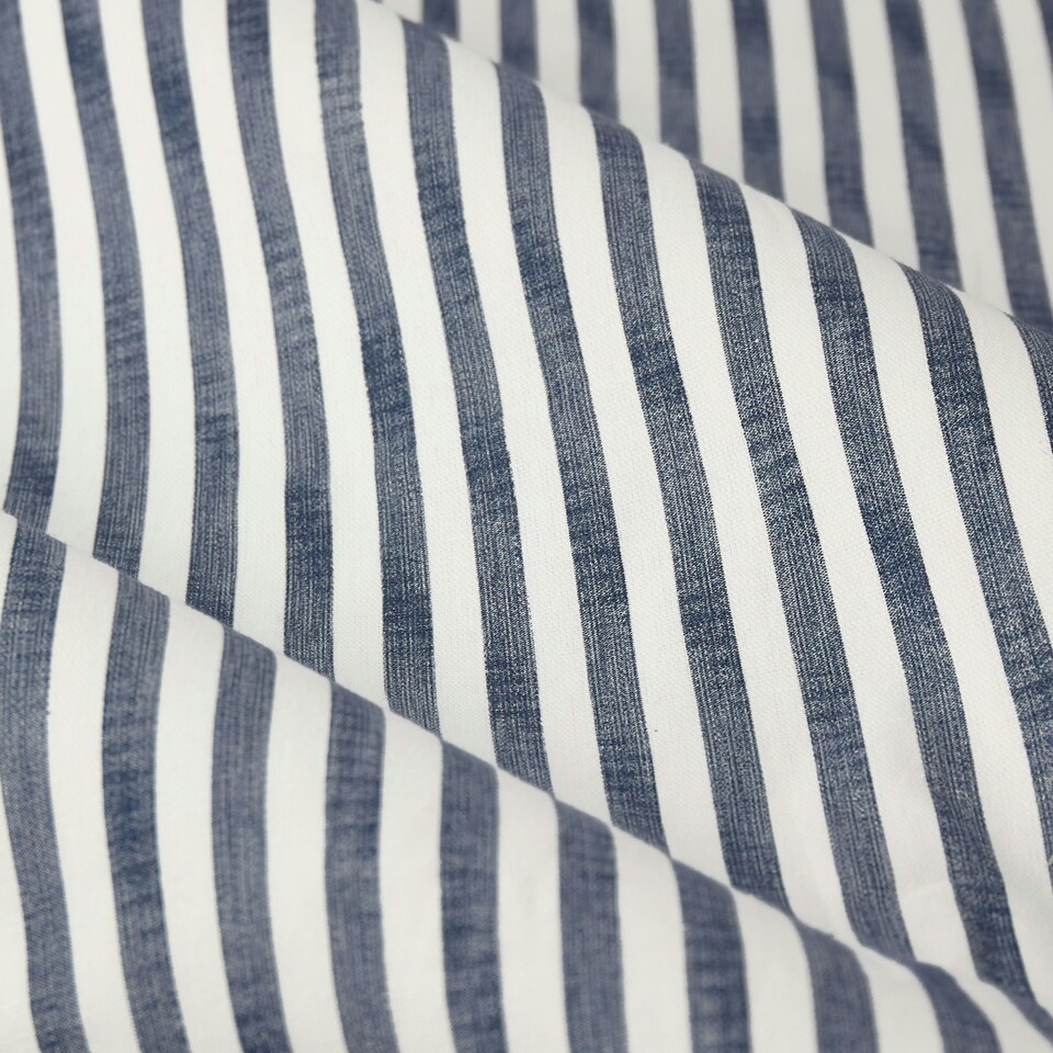 image 1 of Yard Hebden Striped Cotton Navy Eyelet Curtains 229 x 183cm