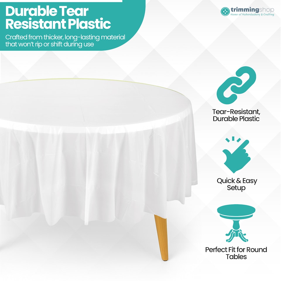image 1 of Disposable Plastic Table Cover, Waterproof Tablecloth - 84 Inch