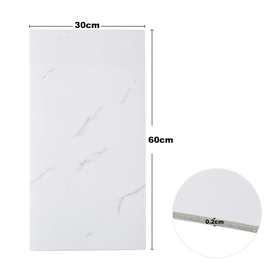 image 1 of Living and Home Marble Wall Sticker Peel and Stick 10pcs - White White