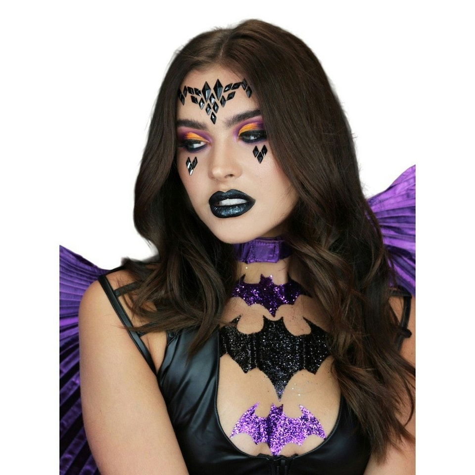 image 1 of DC Comics Batgirl Body Stickers - Black/Purple - One Size One Size