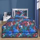 image 1 of OHS Reversible Coverless 10.5 Tog Soft Plush All Year Round Duvet Cover and Pillowcase Bedding Set Multi | Neon Multi Football | Single