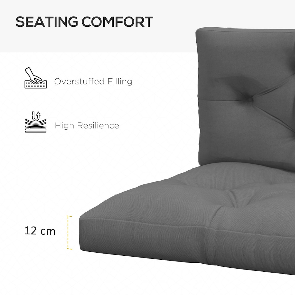 image 1 of Outsunny 2 Seater Outdoor Seat Cushions and Back for Pallet, Charcoal Grey White | Beige