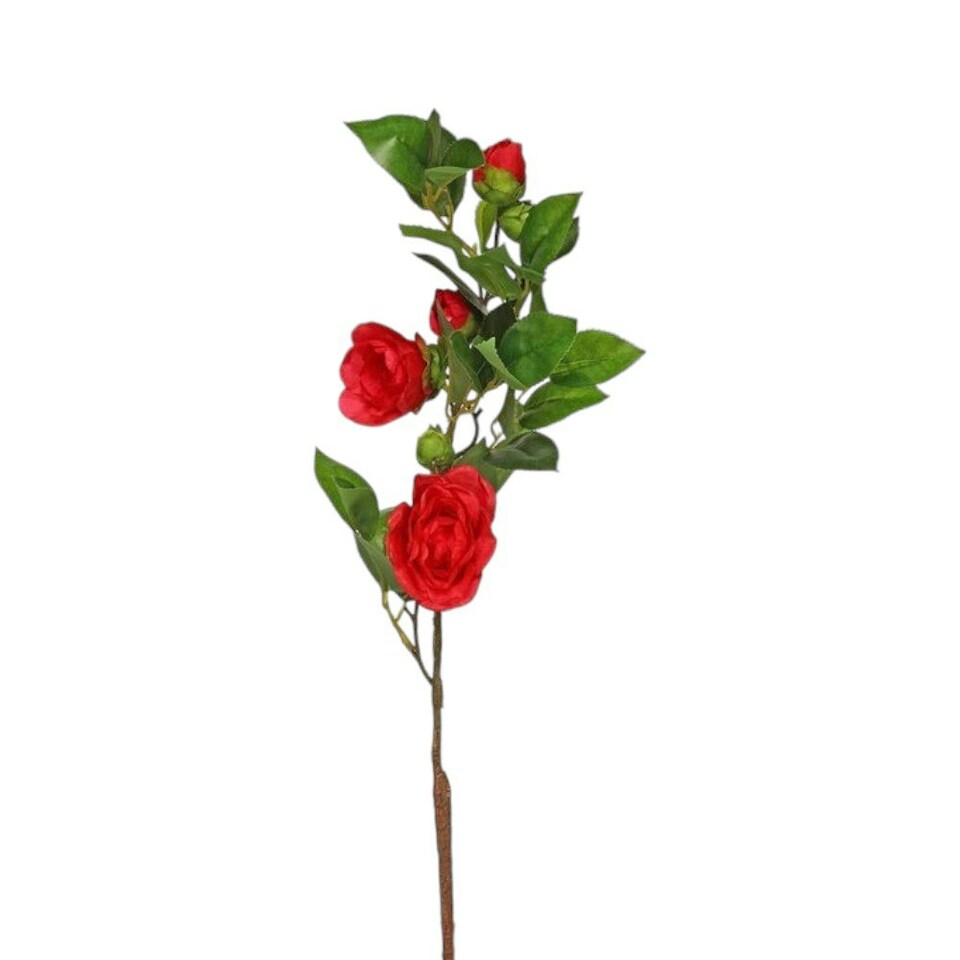 image 1 of Artificial Camellia Spray Red - H58cm