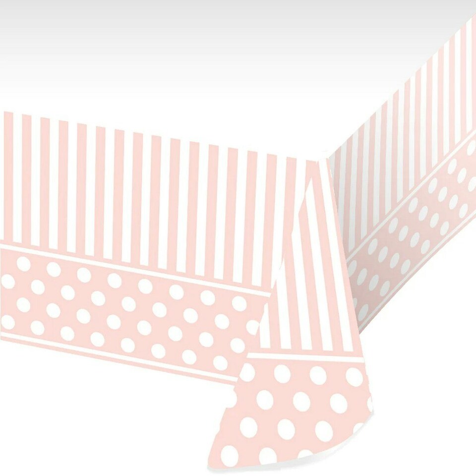 Creative Party Plastic Bordered Party Table Cover - Pink/White - One Size