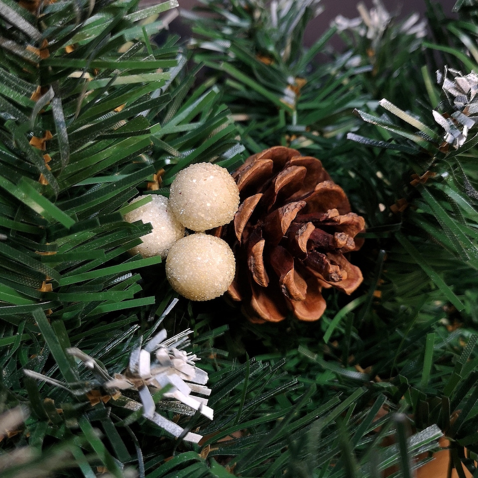 image 1 of Premier 270cm (9ft) Christmas Garland Decoration Snow Tips White Berries & Cones