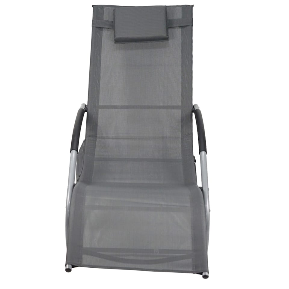 image 1 of Gr8 Garden Grey Sun Lounger Garden Rocking Chair Recliner Patio Seat with Pillow Headrest