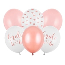 White Pink & Rose Gold Bride To Be Latex Balloons 30cm / 12 in - Pack of 6