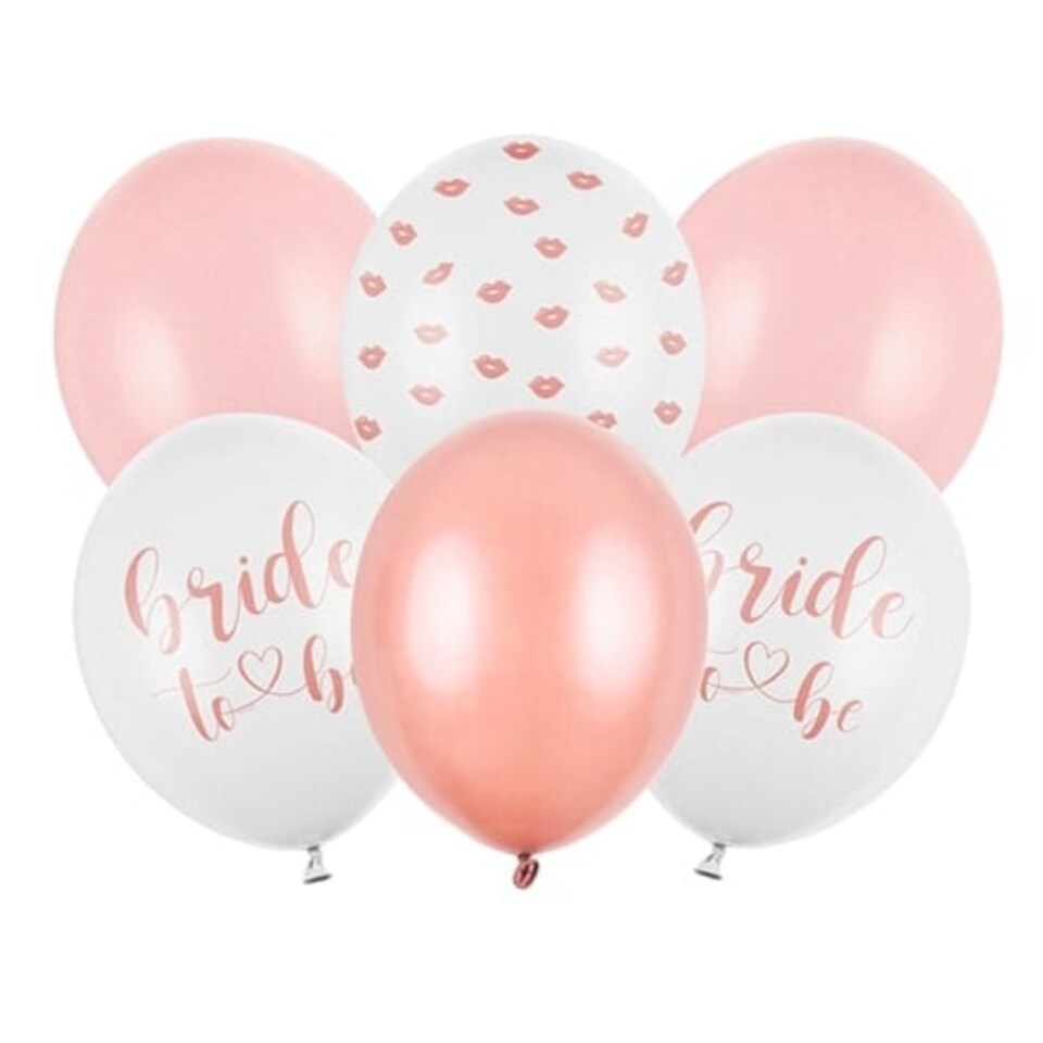 White Pink & Rose Gold Bride To Be Latex Balloons 30cm / 12 in - Pack of 6
