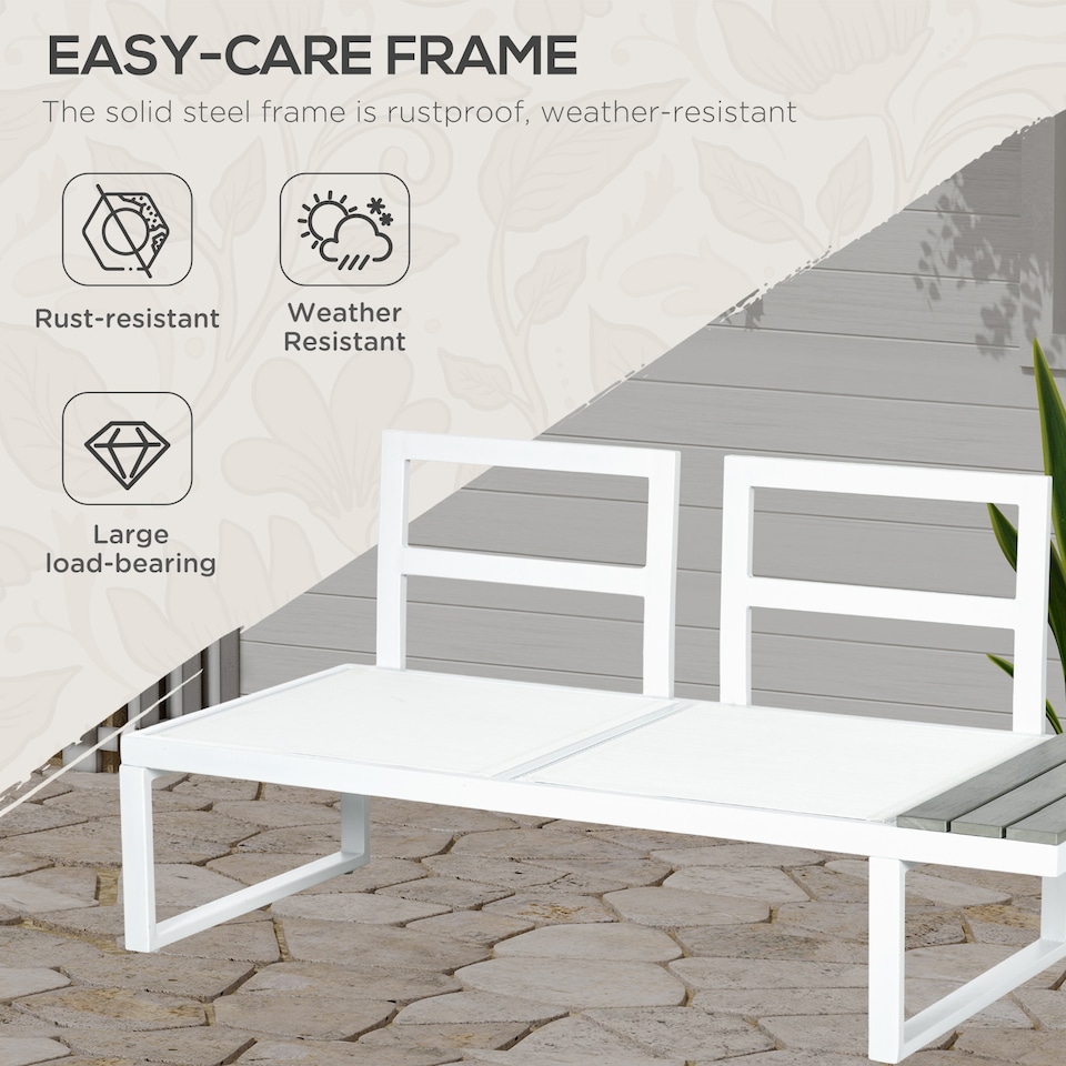 image 1 of Outsunny 4 PCs Garden Set w/ 5-Level Recline Corner Conversation Sofa Set White