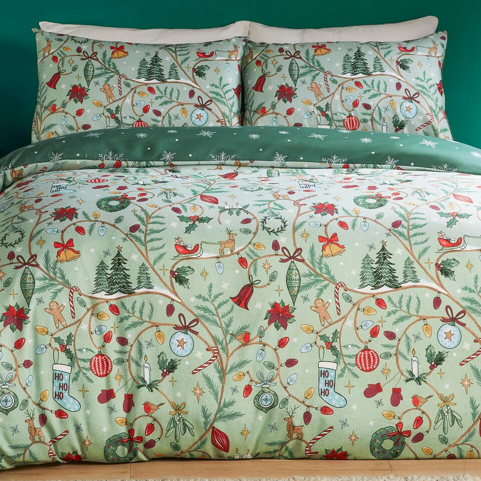 image 1 of Duvet Day Noelle Ultra Soft Touch Double Duvet Set Green | Double