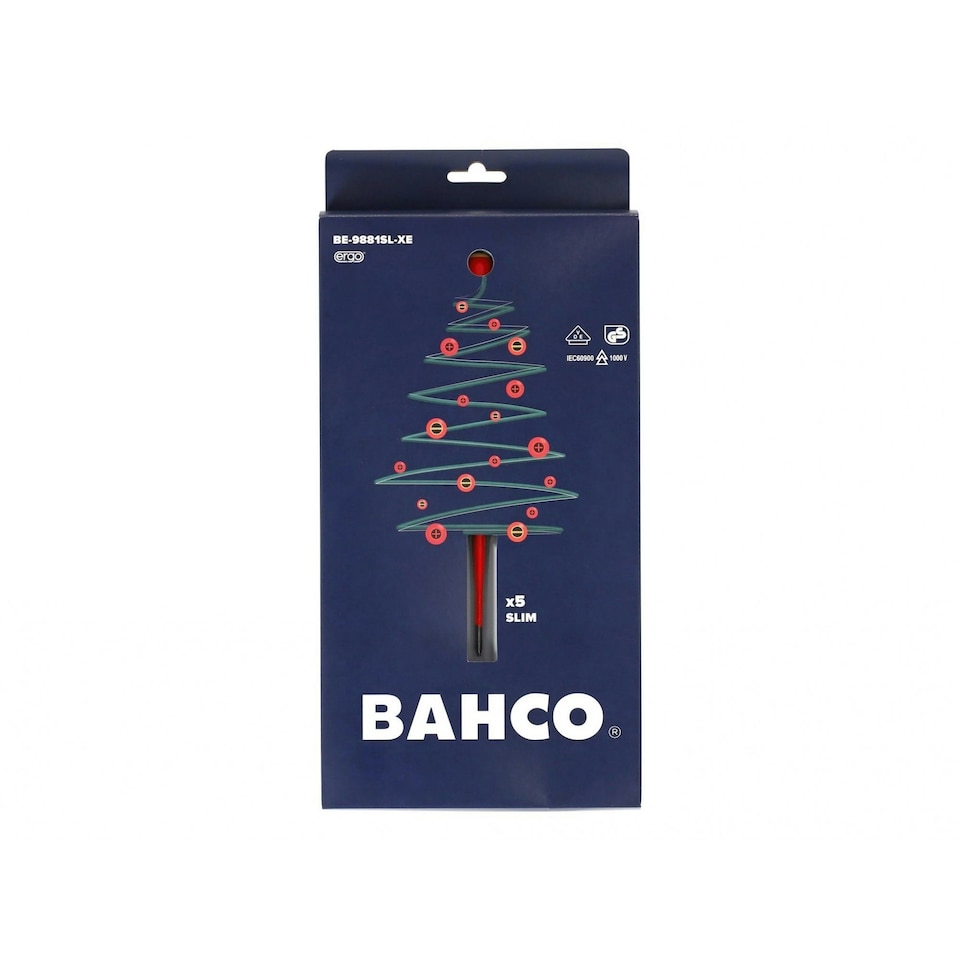 Bahco Xmas Be-9881sl Ergo Slim Vde Insulated Screwdriver Set, 5 Piece - Multi Colour - One Size