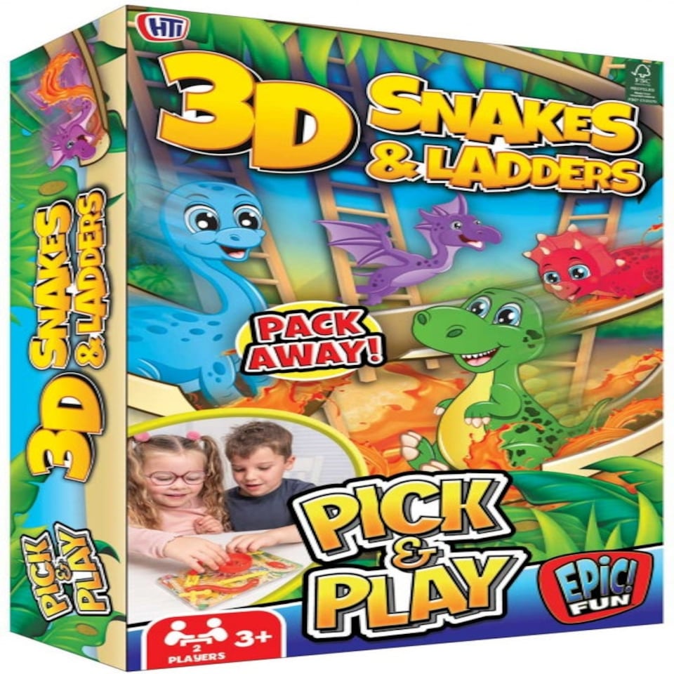 image 1 of 3D Dino Snakes & Ladders Pick & Play Game