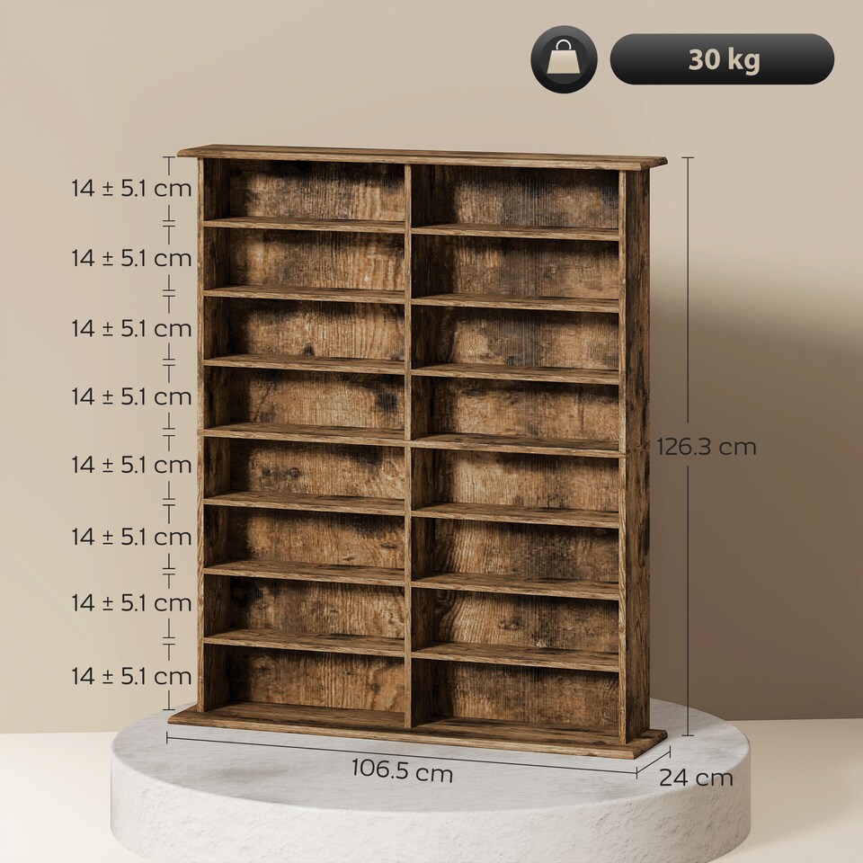 image 1 of HOMCOM CD Storage Unit DVD Tower Blu-ray Storage Shelf for Office, Brown