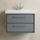 image 6 of Balterley Modern Wall Hung 2-Drawer Bathroom Vanity Unit with Fireclay Basin | Grey | Monument Grey | 606 x 830 x 471mm