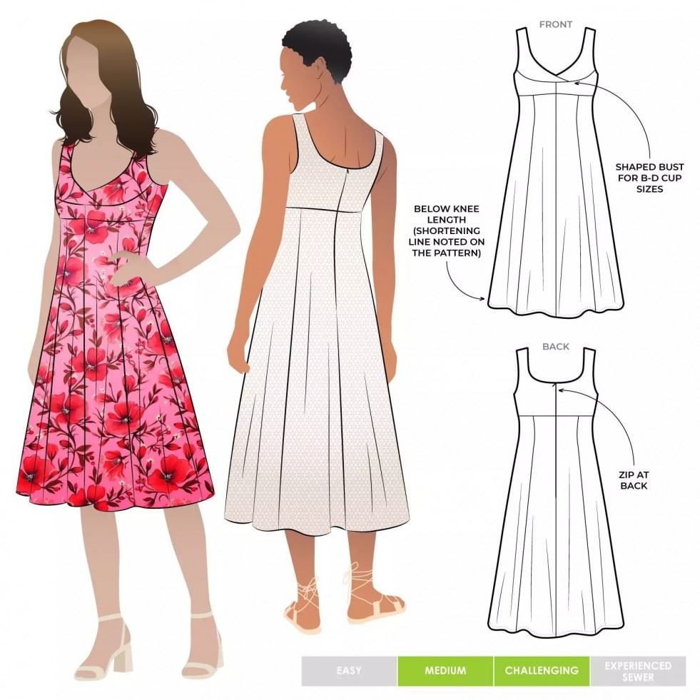 Style Arc Sewing Pattern Sabrina Dress, Dresses for Women - Sizes 10-22
