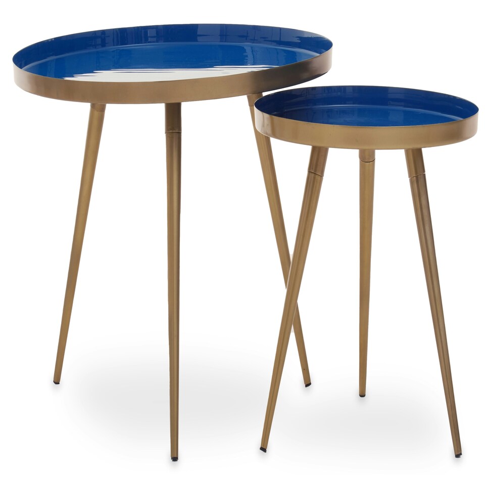 image 1 of Amira Blue Enamel Nest Of Two Tables. Blue