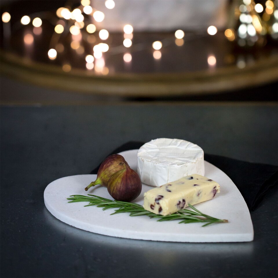 image 1 of Argon Tableware Heart Marble Chopping Board - 23 x 27cm | White | White