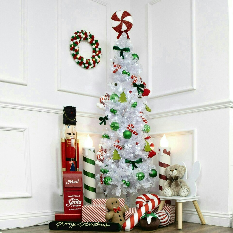 image 1 of 6ft White Slim Line Christmas Tree