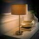 image 1 of ValueLights Maeve Grey Fabric Drum Lamp Shade Brushed Chrome Bobbin Bobble Table Lamp Silver