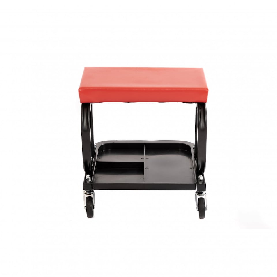 image 1 of Heavy Duty Garage Stool Rolling Mechanics Chair Crawling Seat | Red