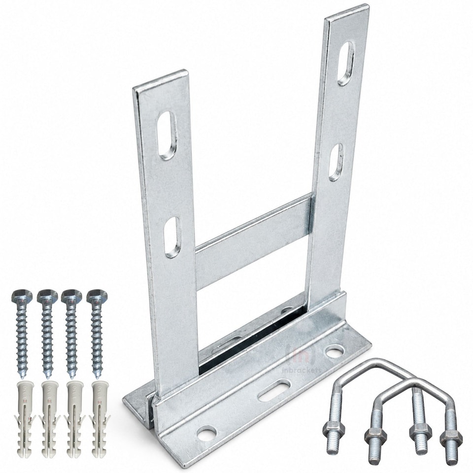 image 1 of Inbrackets 6" x 9" Heavy Duty Galvanised Wall Bracket for Starlink, TV Aerial and Satellite Mast
