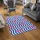 image 2 of Anchors on Zig Zag Stripes (Rug) Blue | Small: 60x110cm